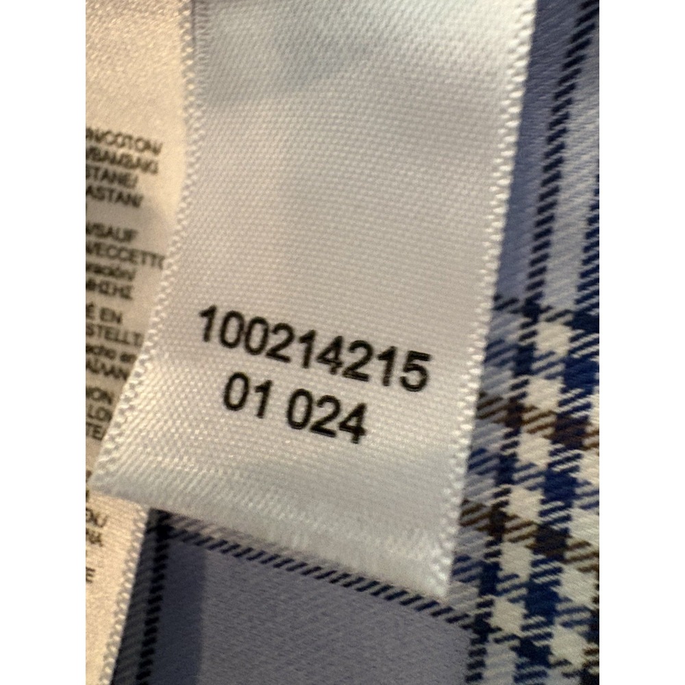 Brooks Brothers Dress Shirt Mens 17.5 34 Blue/Brown Plaid NonIron Stretch Supina - Picture 7 of 9